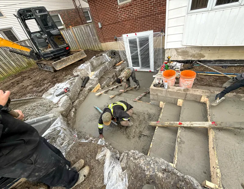 Pouring concrete for basement walkout steps