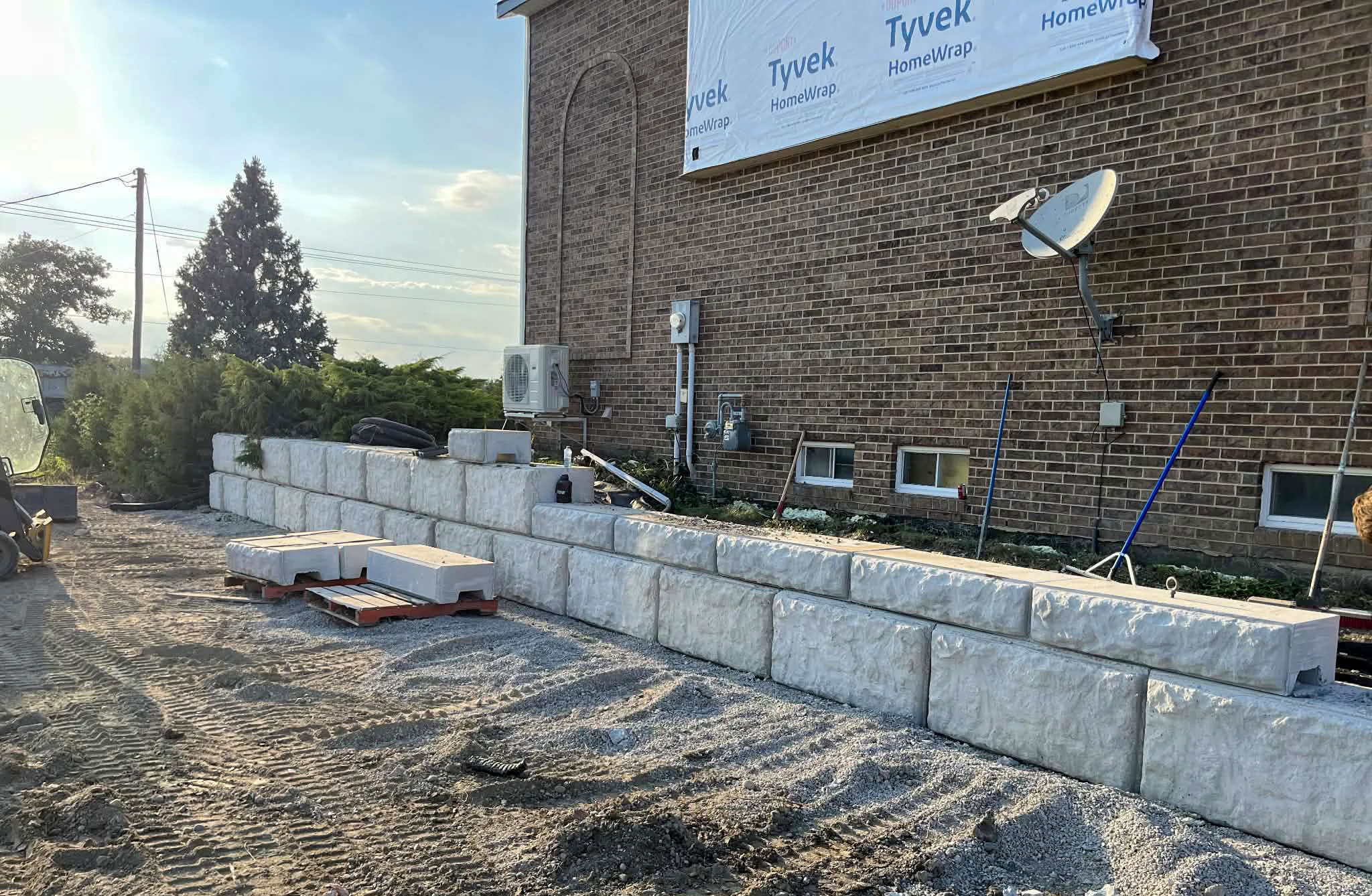 Retaining wall construction process in Windsor